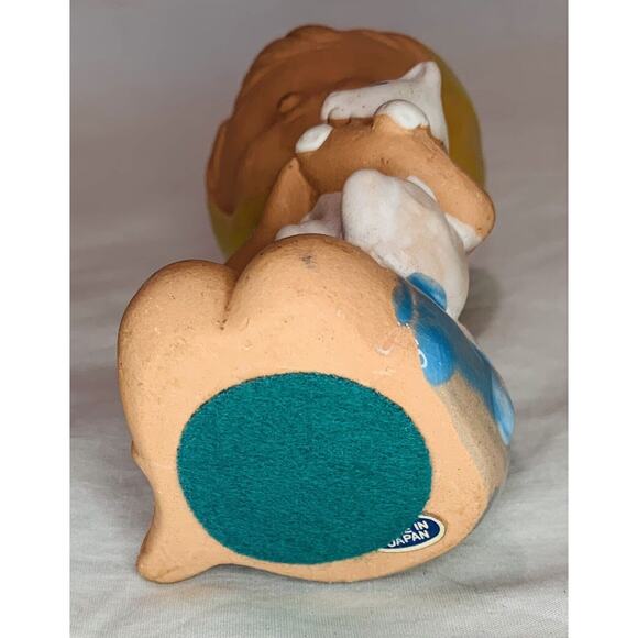 Uctci Japan Figurine Girl Pottery Red Clay 5" Vintage 1960s MCM Blue Dress Cat - Picture 7 of 11